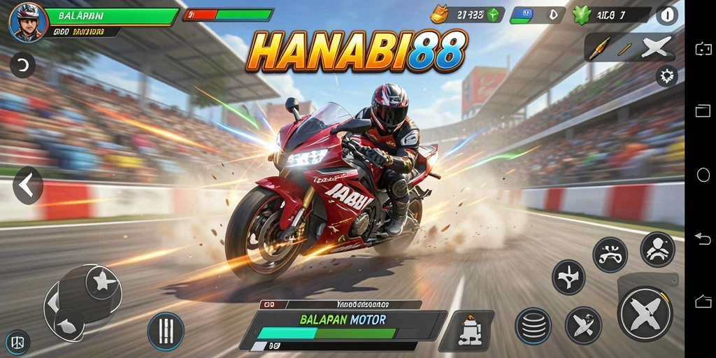 Tampilan visual epik dari gameplay balapan motor yang mendebarkan.