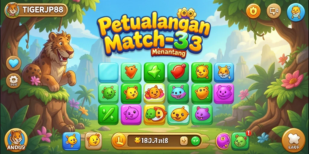 Tampilan gameplay menawan dari TIGERJP88 yang penuh tantangan Match-3.