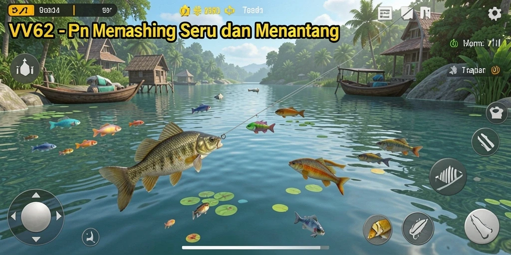 Gameplay VV62 dengan aksi memancing yang seru dan menantang.